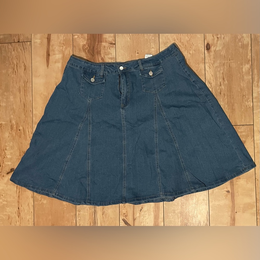 NEW Plus 4 XL High Waist Flap Detail Denim Skirt - Picture 3 of 8